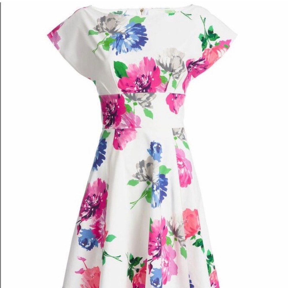 Kate Spade blooms fit and flare boat neck dress